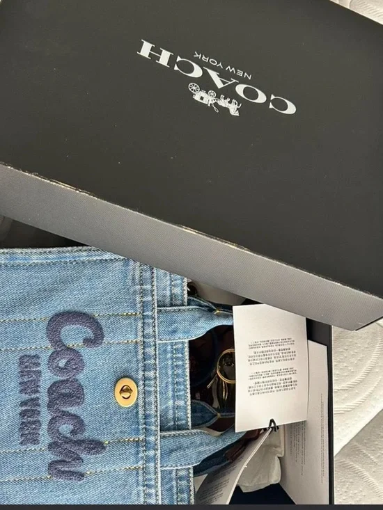 Coach Mini Cargo Denim Tote with Embroidered Logo - Picture 3 of 11